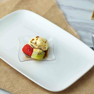 Convenient and Stylish Clear Mini Wavy Rim Square Disposable Snack Plates Convenient and Stylish Clear Mini Wavy Rim Square Disposable Snack Plates