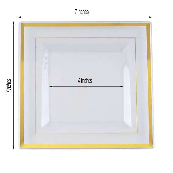 10 Pack 7" Gold Trim Clear Square Salad Plates