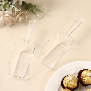 6 Pack | 6" Clear Disposable Kitchen Popcorn Candy Scoops