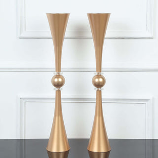 Add Elegance to Your Event with the Shiny Gold Crystal Embellishment Trumpet Flower Vase Add Elegance to Your Event with the Shiny Gold Crystal Embellishment Trumpet Flower Vase