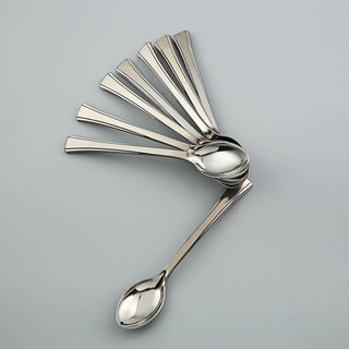 Elegant Silver Mini Heavy Duty Disposable Dessert Spoons