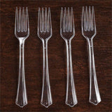 25 Pack - 7inch Clear Classic Heavy Duty Plastic Forks, Disposable Utensils