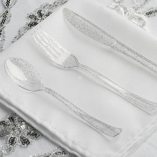 Dazzle Your Guests with Clear Silver Glitter Disposable Spoons Dazzle Your Guests with Clear Silver Glitter Disposable Spoons