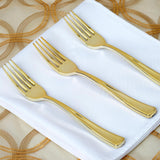 24 Pack Metallic Gold Heavy Duty Plastic Silverware Set, Disposable Cutlery Utensil Set