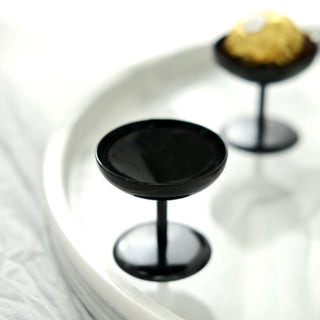 12 Pack | Black 2" Party Favor Dessert Cup Candy Dishes, Mini Treat Pedestal Stands