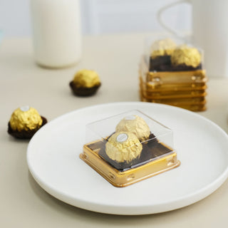 Versatile and Stylish Gold/Clear Mini Plastic Cupcake Containers
