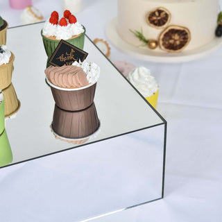 Sparkling Silver Mirror Finish Acrylic Pedestal Riser Sparkling Silver Mirror Finish Acrylic Pedestal Riser