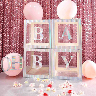 Stylish and Versatile: Iridescent Clear Baby Shower Party Decoration Boxes