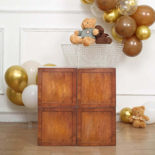 4 Pack | Wood Grain Brown Boho Design DIY Prop Balloon Boxes 4 Pack | Wood Grain Brown Boho Design DIY Prop Balloon Boxes
