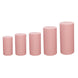 Set of 5 | Dusty Rose Cylinder Stretch Fitted Pedestal Pillar Prop Covers, Display Box Stand Covers