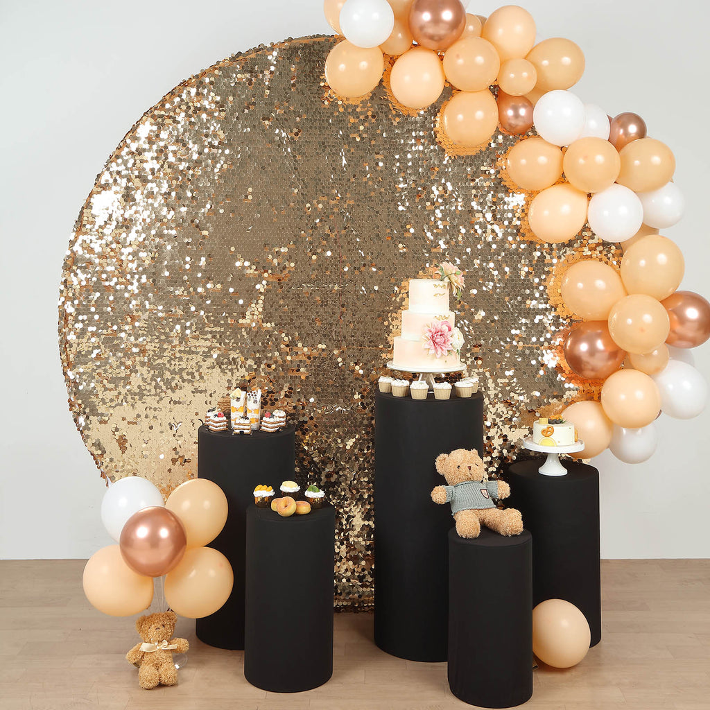 Black Rose Gold Glitter Fabric Pedestal Covers – ubackdrop