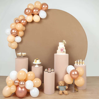 Create an Elegant Ambiance with Nude Cylinder Stretch Fitted Pedestal Pillar Prop Covers Create an Elegant Ambiance with Nude Cylinder Stretch Fitted Pedestal Pillar Prop Covers