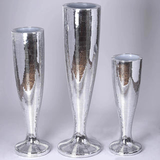 Create a Magical Atmosphere with the Silver Polystone Mirror Mosaic Pedestal Trumpet Floor Vase Create a Magical Atmosphere with the Silver Polystone Mirror Mosaic Pedestal Trumpet Floor Vase