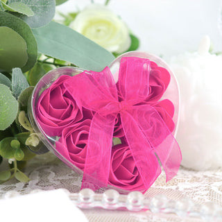 Fuchsia Scented Rose Soap Heart Shaped Party Favors - Add Elegance and Fragrance to Your Event Décor