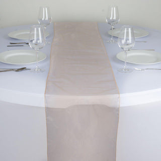 Add Elegance to Your Event with the Peach Sheer Organza Table Runners
