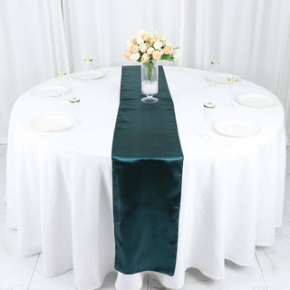 Peacock Teal Seamless Satin Table Runner - Add Elegance and Style to Your Event Decor Peacock Teal Seamless Satin Table Runner - Add Elegance and Style to Your Event Decor