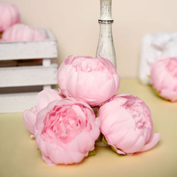 10 Pack 3" Pink Artificial Silk DIY Craft Peony Flower Heads
