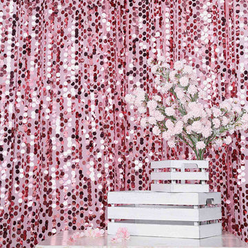 8ftx8ft Pink Big Payette Sequin Event Curtain Drapes, Backdrop Event Panel