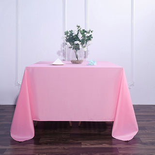 Enhance Your Event Décor with a Pink Square Polyester Tablecloth
