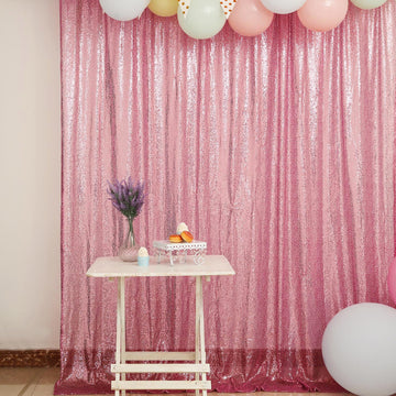 8ftx8ft Pink Sequin Event Curtain Drapes, Backdrop Event Panel