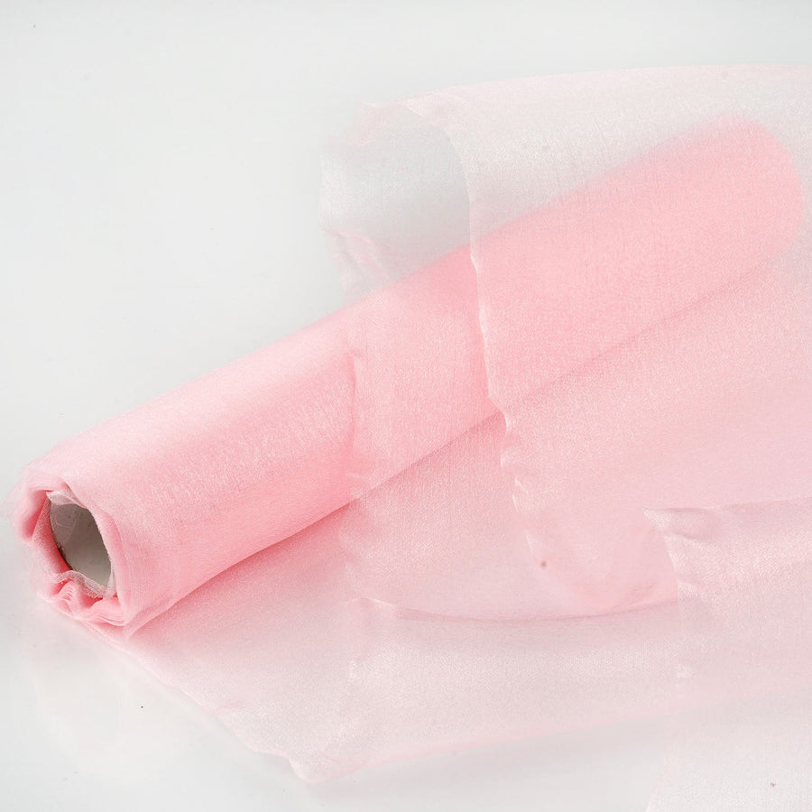 12inch x 10yd | Pink Sheer Chiffon Fabric Bolt, DIY Voile Drapery Fabric