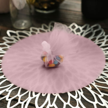 25 Pack 9" Pink Sheer Nylon Tulle Circles Favor Wrap, DIY Craft Fabric