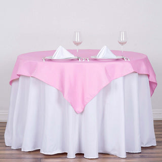 Add Elegance to Your Event with the Pink Square Polyester Table Overlay Add Elegance to Your Event with the Pink Square Polyester Table Overlay