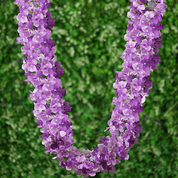 7ft Purple Artificial Silk Hydrangea Hanging Flower Garland Vine