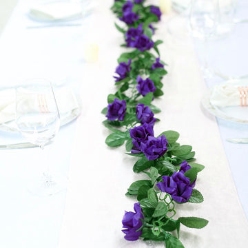 6ft Purple Artificial Silk Rose Garland UV Protected Flower Chain