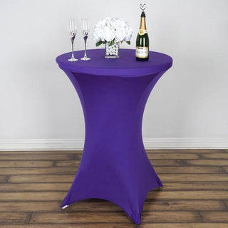Purple Cocktail Spandex Table Cover - Add Elegance to Your Event Decor Purple Cocktail Spandex Table Cover - Add Elegance to Your Event Decor