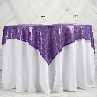 Add a Touch of Elegance with the Purple Duchess Sequin Table Overlay