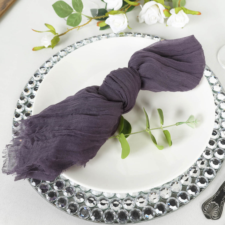 5 Pack | Purple Gauze Cheesecloth Boho Dinner Napkins | 24x19Inch