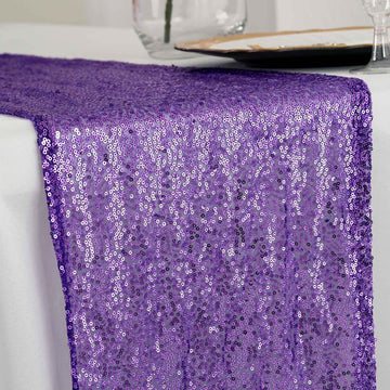 12"x108" Purple Premium Sequin Table Runner