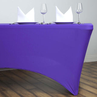Create an Unforgettable Event with a 6ft Purple Rectangular Stretch Spandex Tablecloth