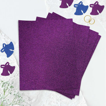 10 Pack Purple Self-Adhesive Glitter DIY Craft Foam Sheets - 12"x10"