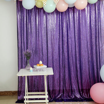8ftx8ft Purple Sequin Event Curtain Drapes, Backdrop Event Panel