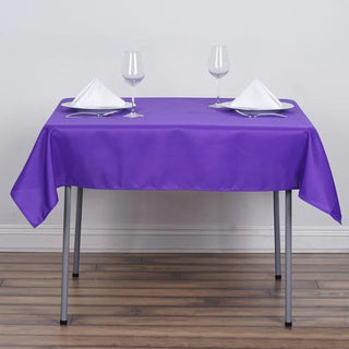 Elevate Your Event with the 54x54 Purple Square Seamless Polyester Tablecloth