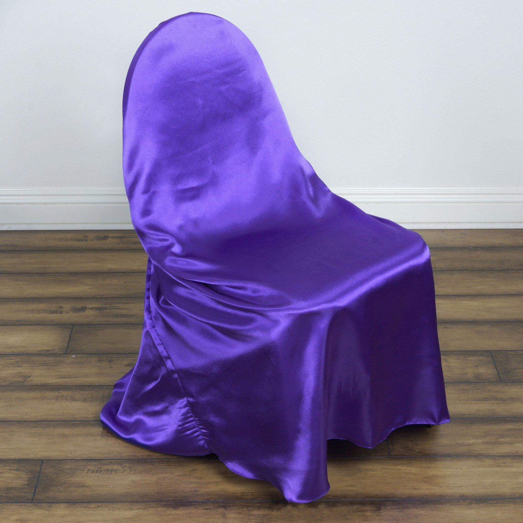 Purple Universal Satin Chair Covers