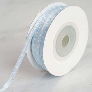 Light Blue Satin Polka Dot Ribbon - Add Elegance to Your Event Decor Light Blue Satin Polka Dot Ribbon - Add Elegance to Your Event Decor