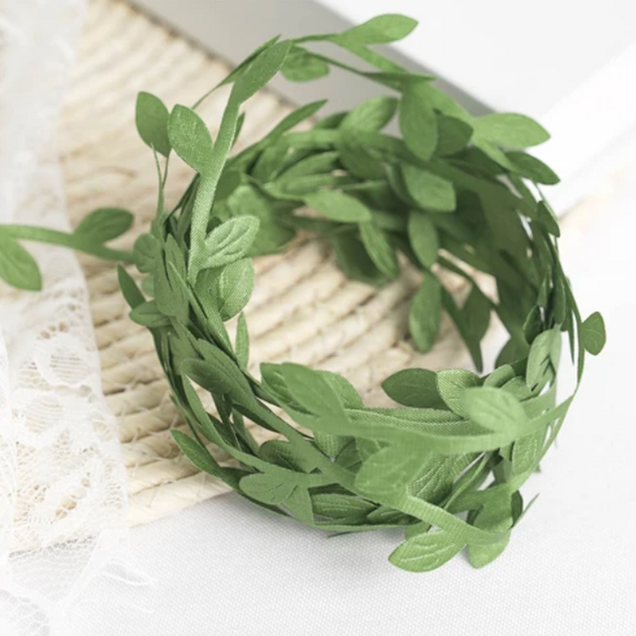 67FT Olive Green Leaf Ribbon Trim, Artificial Vines Garland For DIY Craft Party Wedding Home Decor#whtbkgd