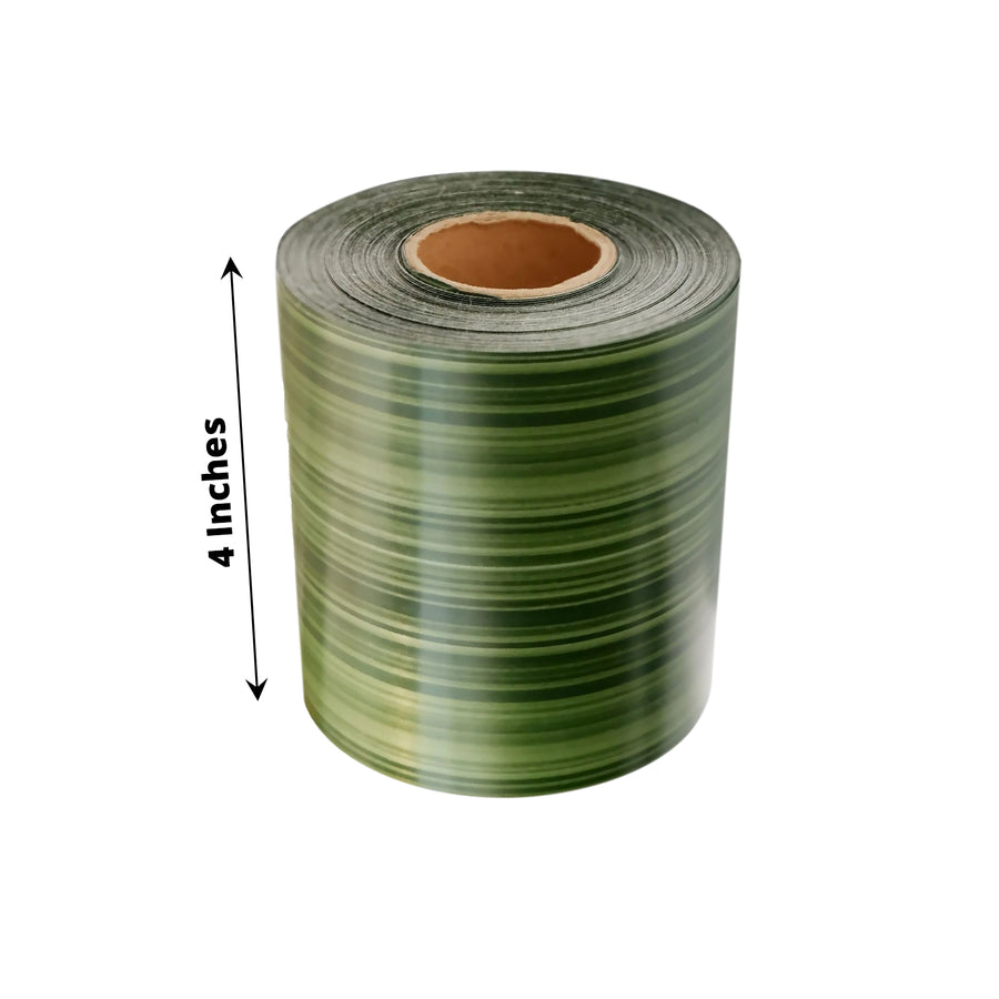 50 Yards | 4inch Green Ti Leaf Two Sided Floral Waterproof Satin Ribbon