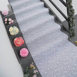 Enhance Your Wedding Decor with a White Floral Lace Aisle Runner
