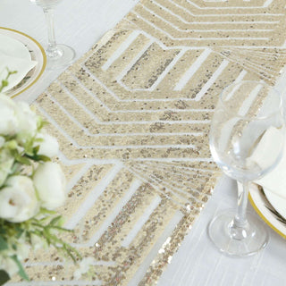 Create a Luxurious Atmosphere with the Geometric Lines Sequin Table Runner Create a Luxurious Atmosphere with the Geometric Lines Sequin Table Runner