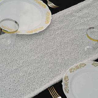 White Iridescent Premium Sequin Table Runner