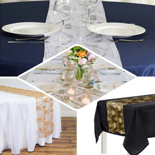Elegant table runners in various colors for stylish dining settings.