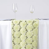 12x108"| Sequin Tulle Table Runner | Tea Green Studded Floral