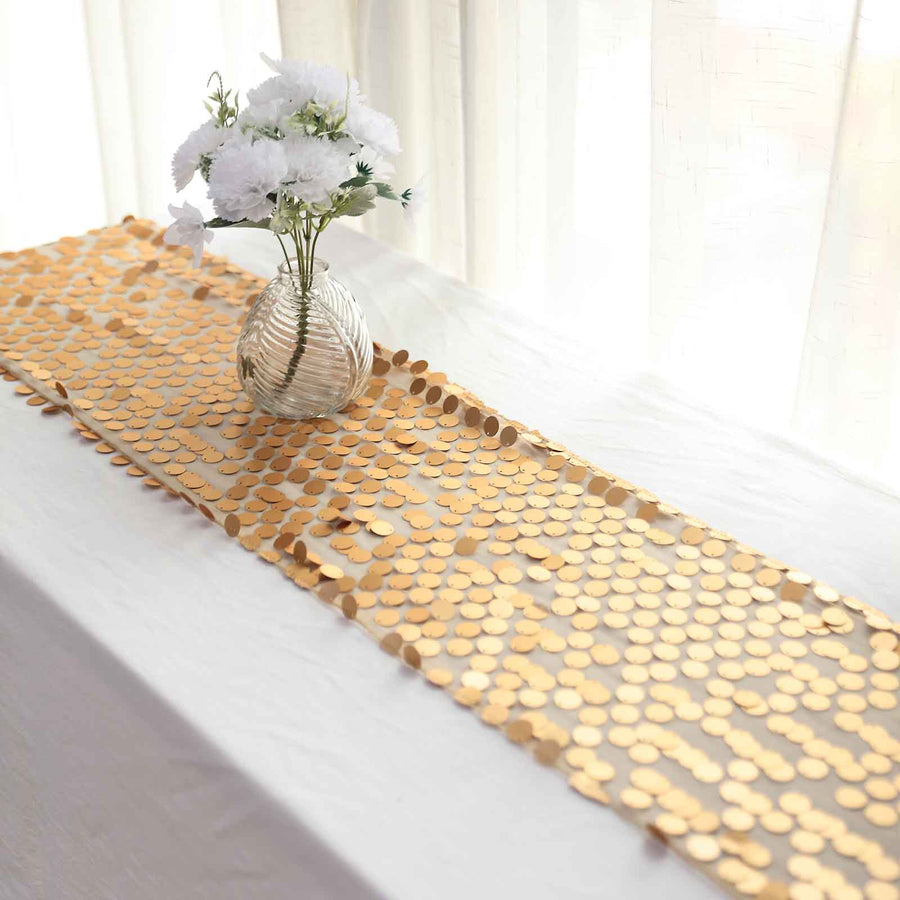 13x108inch Matte Champagne Big Payette Sequin Table Runner