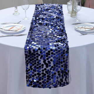 Navy Big Payette Sequin Table Runner - Add Elegance to Your Event Decor