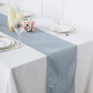 Create Unforgettable Tablescapes with the Dusty Blue Accordion Crinkle Taffeta Table Runner