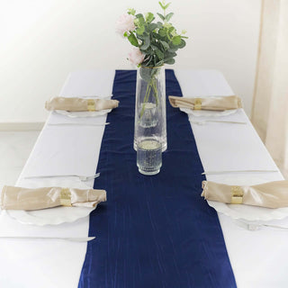 Navy Blue Accordion Crinkle Taffeta Table Runner Navy Blue Accordion Crinkle Taffeta Table Runner